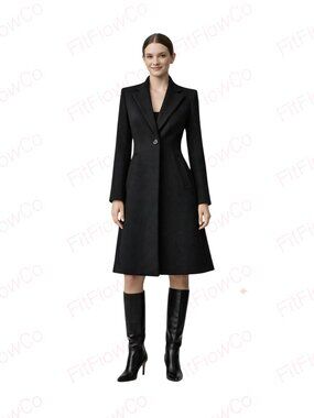 Zara Wool Blend Black Coat XS Tailored Longline Minimal Classic Jacket